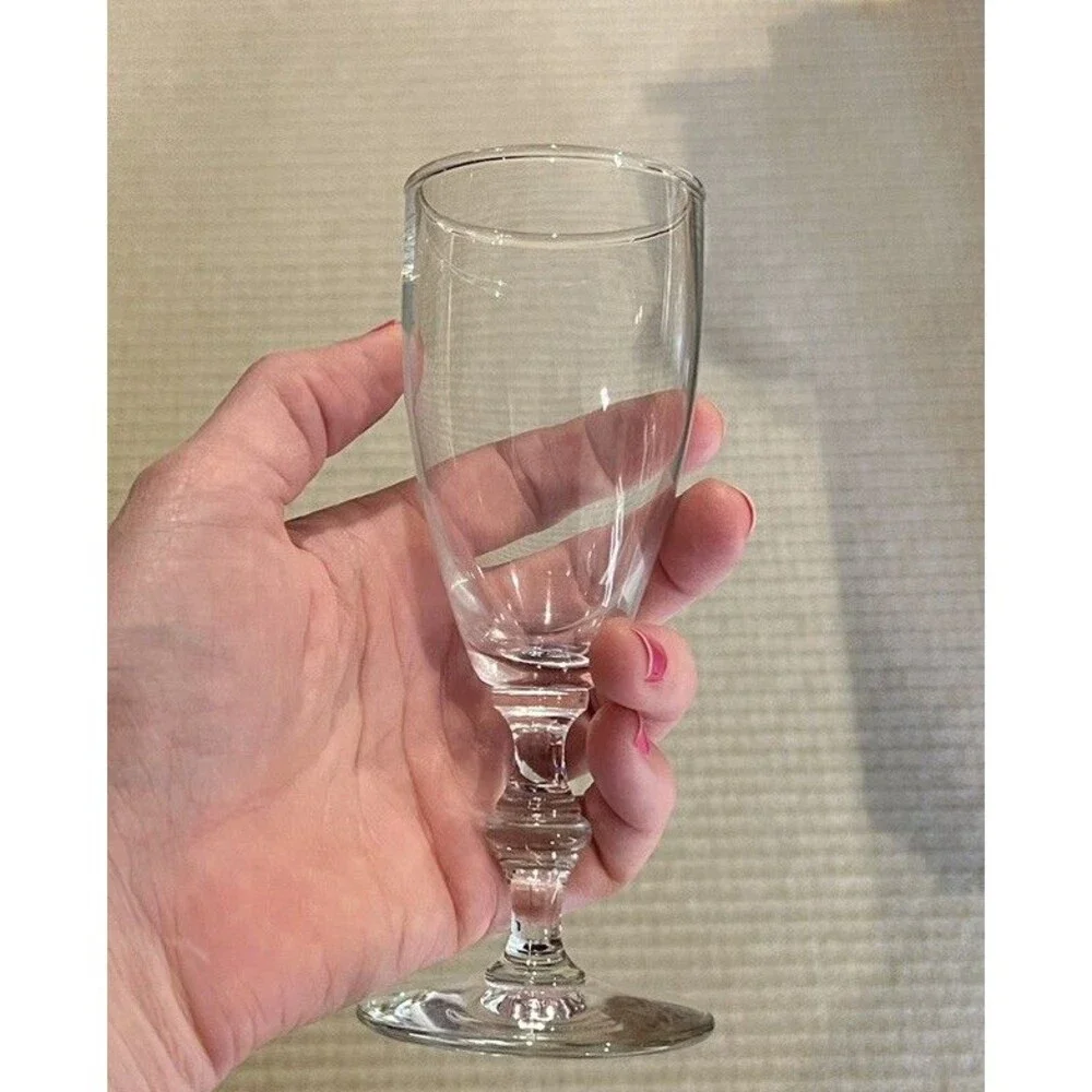 Mid Century Modern Clear Libby Georgian Bamboo Stemmed Glasses (Set of 2)